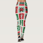 Custom Branded Rood & Groen Geometrisch op Kerstmi Leggings (Achterkant)