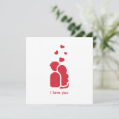 Custom Branded Rood Wit Eenvoudig Koppel en Hart Bedankkaart (Staand voorkant)