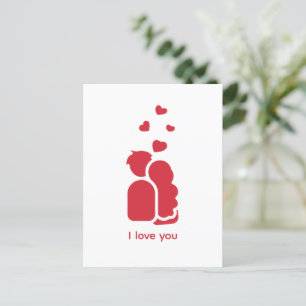 Custom Branded Rood Wit Eenvoudig Koppel en Hart Briefkaart