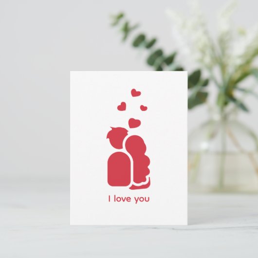 Custom Branded Rood Wit Eenvoudig Koppel en Hart Briefkaart (Staand voorkant)