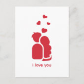 Custom Branded Rood Wit Eenvoudig Koppel en Hart Briefkaart (Voorkant)