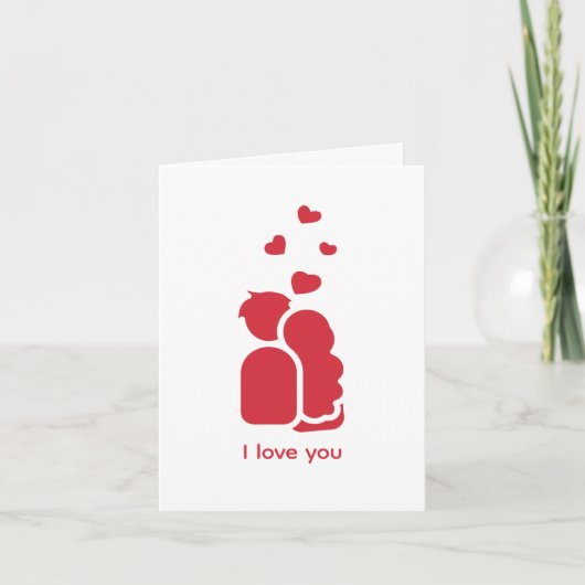 Custom Branded Rood Wit Eenvoudig Koppel en Hart Feestdagen Kaart (Voorkant)