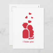 Custom Branded Rood Wit Eenvoudig Koppel en Hart Feestdagenkaart (Voorkant / Achterkant)