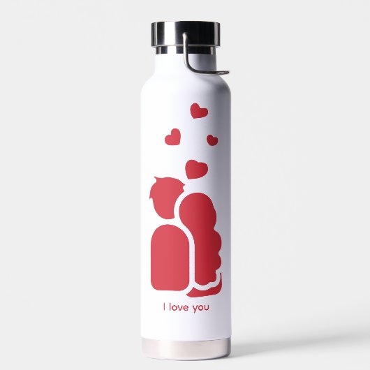 Custom Branded Rood Wit Eenvoudig Koppel en Hart Waterfles (Links)