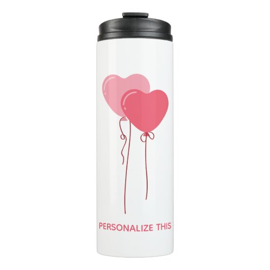 Custom branded roze minimalistische Valentijn Thermosbeker (Voorkant)