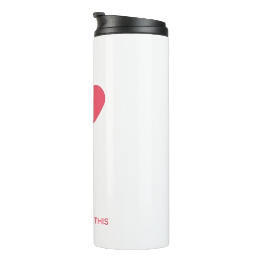 Custom branded roze minimalistische Valentijn Thermosbeker (Geroteerd rechts)