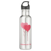 Custom branded roze minimalistische Valentijn Waterfles (Voorkant)