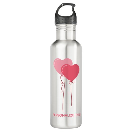 Custom branded roze minimalistische Valentijn Waterfles (Voorkant)