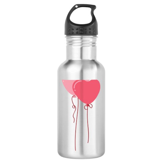 Custom branded roze minimalistische Valentijn Waterfles (Voorkant)