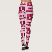 Custom Branded Roze Rood Donkerrood in Kerstmis Leggings (Achterkant)