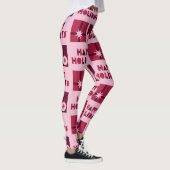 Custom Branded Roze Rood Donkerrood in Kerstmis Leggings (Rechts)