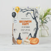 Custom Branded Schattigee pompoen Halloween Party Kaart (Staand voorkant)