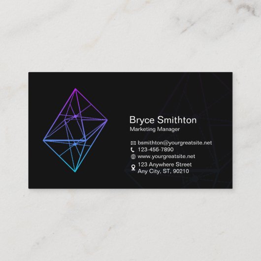 Custom Branded Tech Start-Up Zwart Visitekaartje (Achterkant)