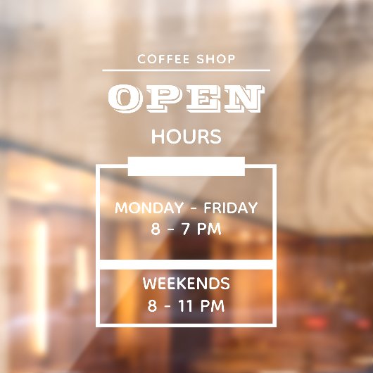 Custom Branded White Simple Coffee Shop Openingsti Raamsticker (Vel 2)