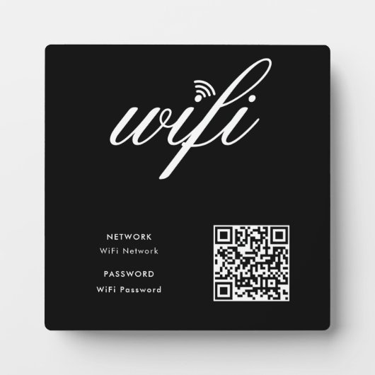 Custom Branded WiFi Netwerk QR Code Zwart Fotoplaat (Voorkant)