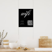 Custom Branded WiFi Netwerk QR Code Zwart Poster (Keuken)