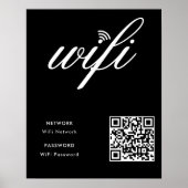 Custom Branded WiFi Netwerk QR Code Zwart Poster (Voorkant)