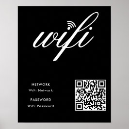 Custom Branded WiFi Netwerk QR Code Zwart Poster