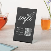 Custom Branded WiFi Netwerk QR Code Zwart Reclamebord Met Voetstuk (Insitu)