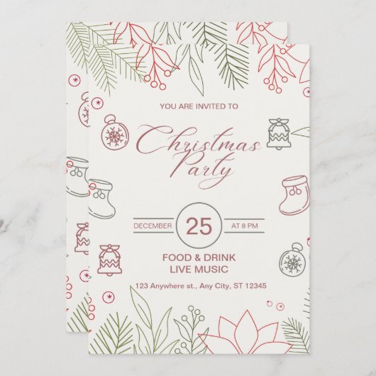 Custom Branded Wit Eenvoudig Kerstfeest Kaart (Voorkant / Achterkant)