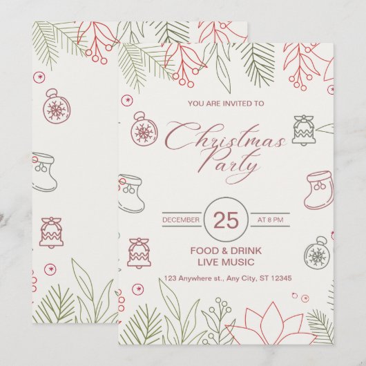 Custom Branded Wit Eenvoudig Kerstfeest Kaart (Voorkant / Achterkant)