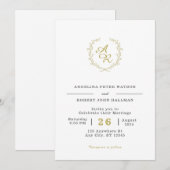 Custom Branded Wit en Goud Elegant Bruiloft Kaart (Voorkant / Achterkant)