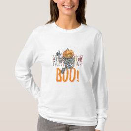 Custom Branded Wit en Sinaasappel Grunge Halloween T-shirt