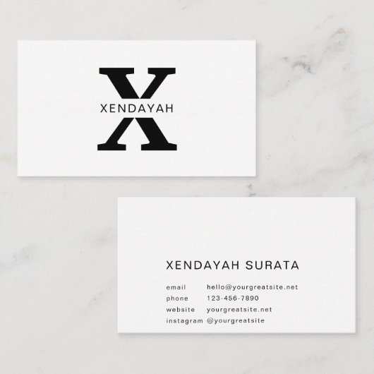 Custom Branded Wit en Zwart Minimalistische luxe Visitekaartje (Voorkant / Achterkant)