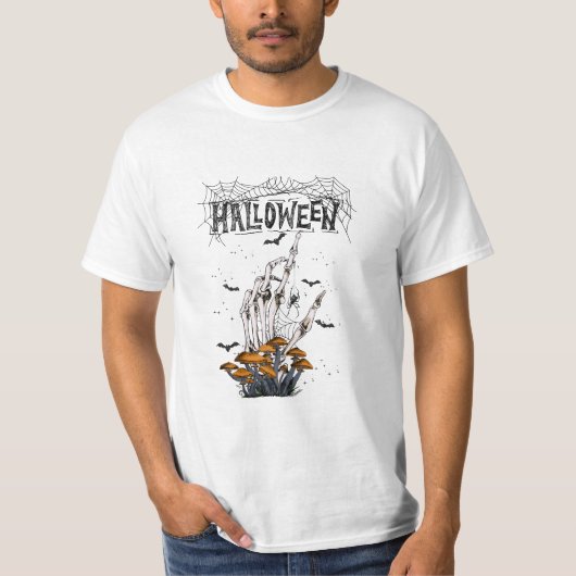 Custom Branded Wit Modern Halloween T-shirt (Voorkant)