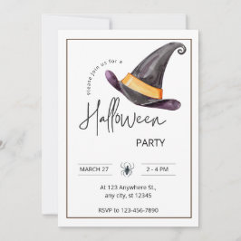 Custom Branded Wit & Zwart Halloween Party Kaart