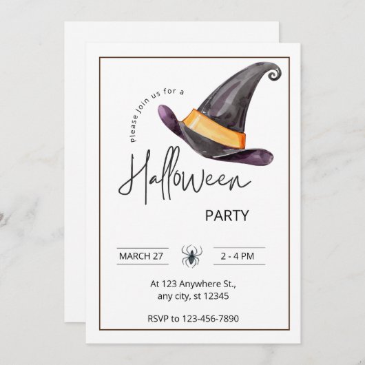 Custom Branded Wit & Zwart Halloween Party Kaart (Voorkant / Achterkant)