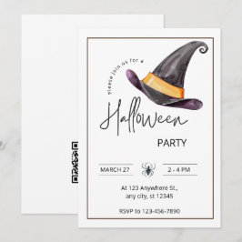 Custom Branded Wit & Zwart Halloween Party Kaart