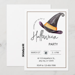 Custom Branded Wit & Zwart Halloween Party Kaart