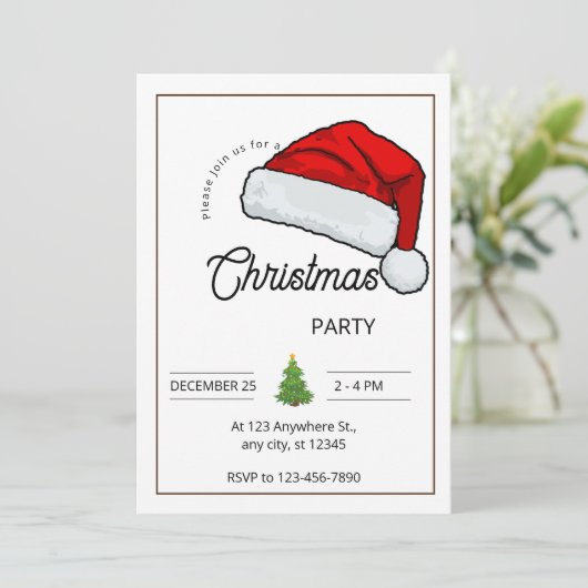 Custom Branded Wit & Zwart Kerstfeest Kaart (Staand voorkant)