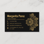 Custom Branded Zwart & Goud Elegante Naam Visitekaartje (Achterkant)