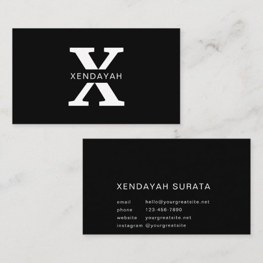 Custom Branded zwart-wit minimalistische luxe Visitekaartje (Voorkant / Achterkant)