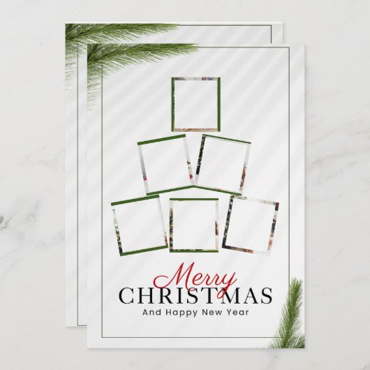 Custom BrandedWhite Moderne Kerstmis Fotocollage Kaart (Voorkant / Achterkant)