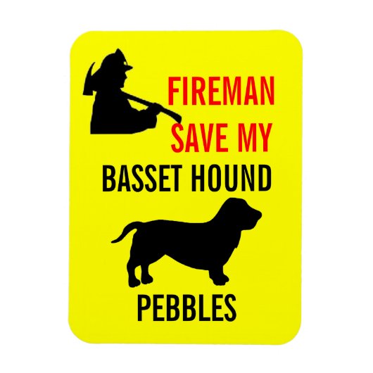Custom Brandweerman Save My Basset Hound brandveil Magneet (Verticaal)