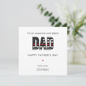 Custom brandweerman vader Vaderdag dunne rode lijn Kaart (Staand voorkant)