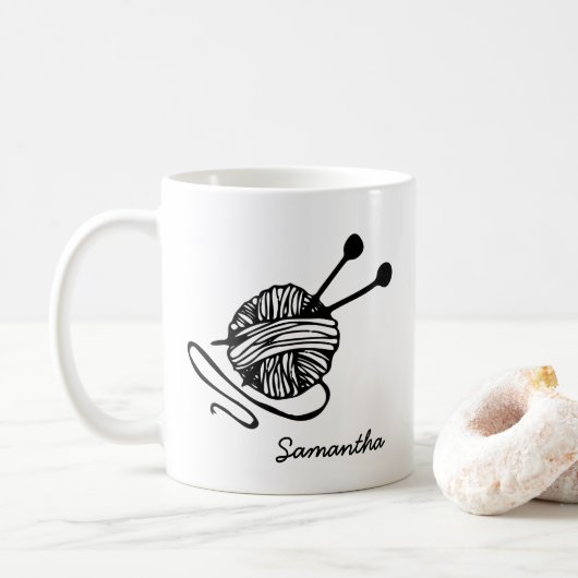 Custom Breien Liefhebber Gift Gepersonaliseerd Bre Koffiemok (Met donut)
