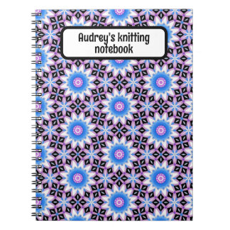Custom breien notitieboek - blauw en paarse ontwer