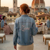 Custom Bridal Denim Jacket | Blush Pink & Ivory