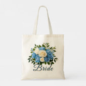 Custom Bride Canvas tas met Blauw en Wit Rozen (Achterkant)