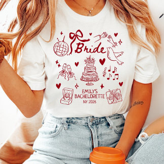 Custom Bride Coquette Red Bow Bachelorette Party Tri-Blend Shirt