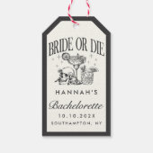 Custom Bride or Die Bachelorette Cocktail Party Cadeaulabel (Achterkant)