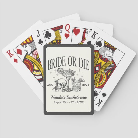Custom Bride or Die Bachelorette Cocktail Party Pokerkaarten (Achterkant)