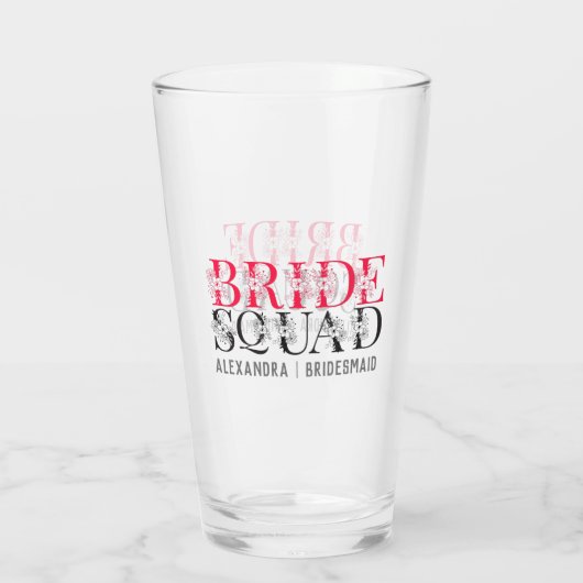 Custom Bride Squad Bloemen Glas (Achterkant)