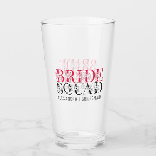 Custom Bride Squad Bloemen Glas (Voorkant)