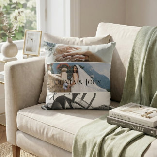 Custom Bride Wedding Photo Collage  Kussen