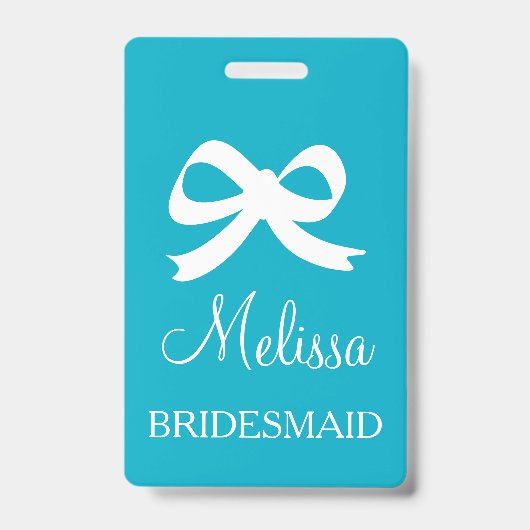Custom bridesmaid name badges for wedding party (Front)